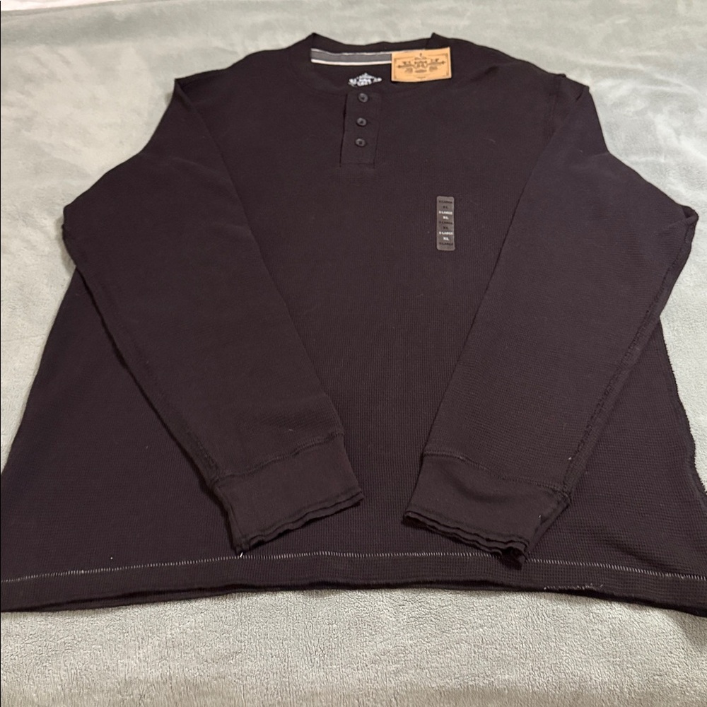 Route 66 Charcoal Waffle Knit Button-Up